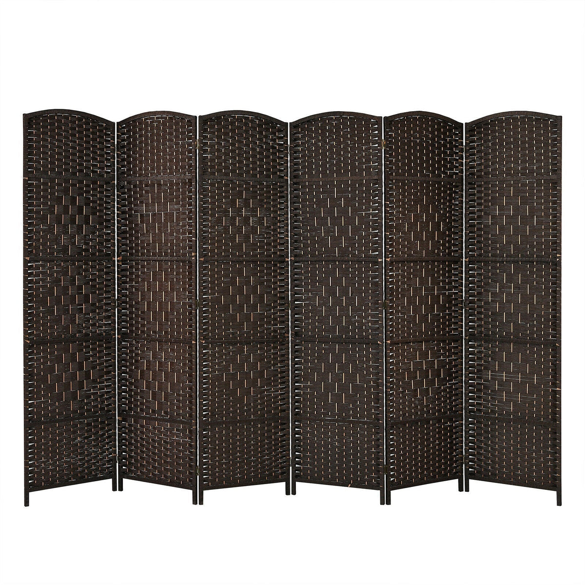 6.5Ft 6-Panel Weave Folding Fiber Room Divider Screen