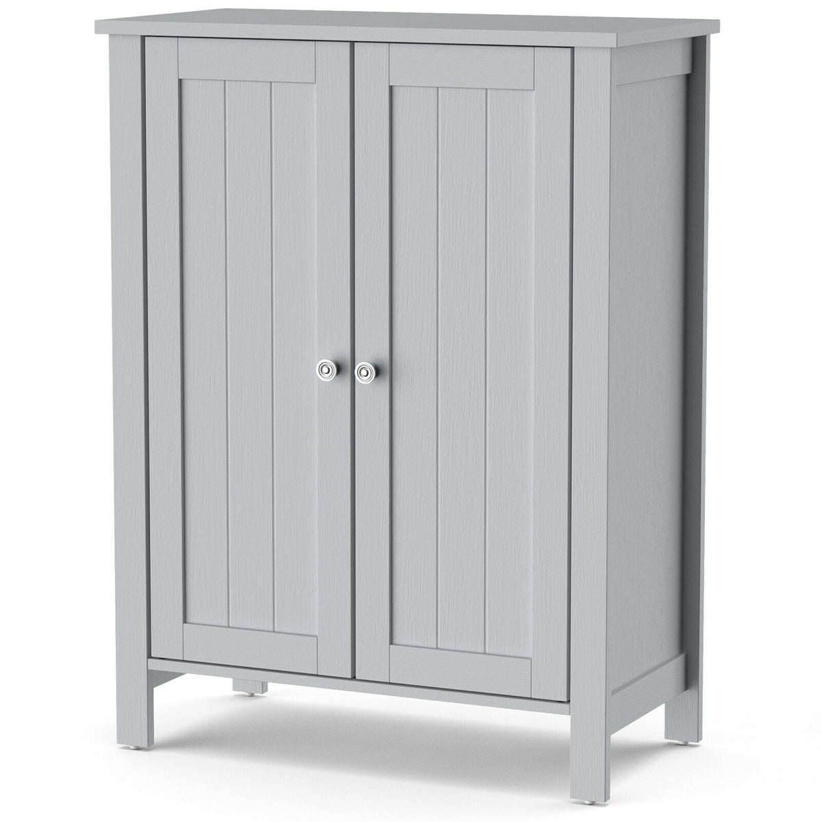2-Door Bathroom Floor Storage Cabinet Space Saver Organizer