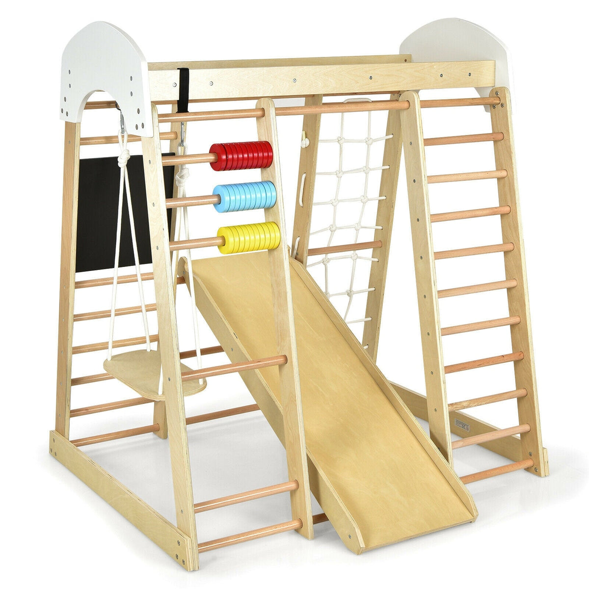 Indoor Playground Climbing Gym Wooden 8-in-1 Climber Playset for Children