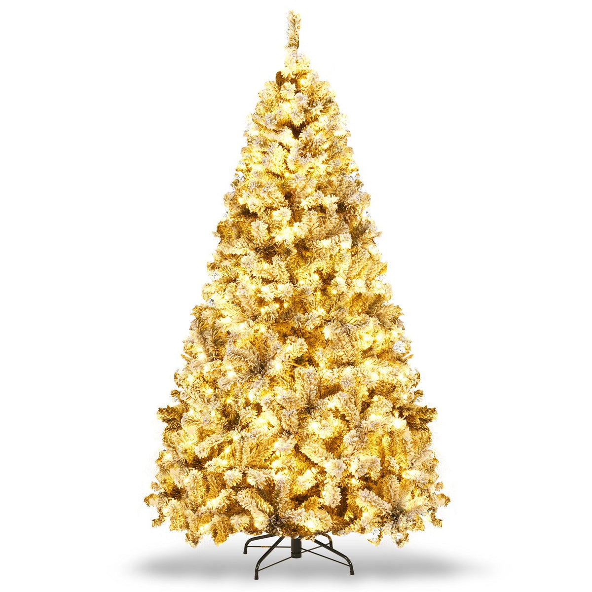Árbol de Navidad artificial de lujo nevado y con bisagras preiluminado