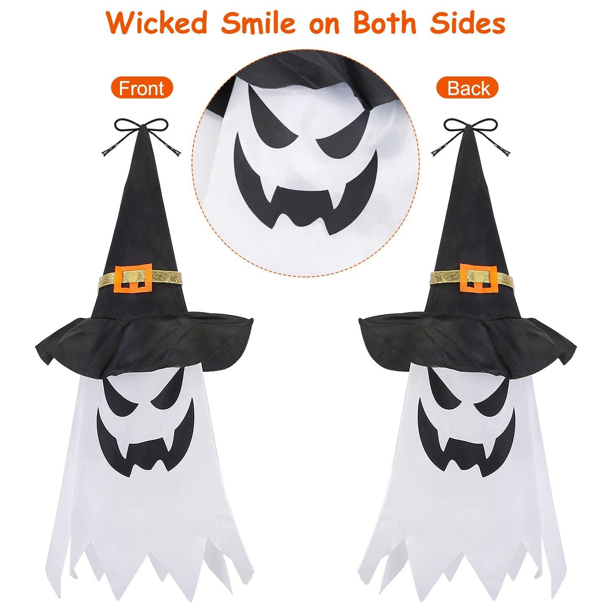 Halloween Ghost Witch Hat Hanging Light Lantern 11.6ft Outdoor String Decorative Light Patio Yard Garden Indoor Light