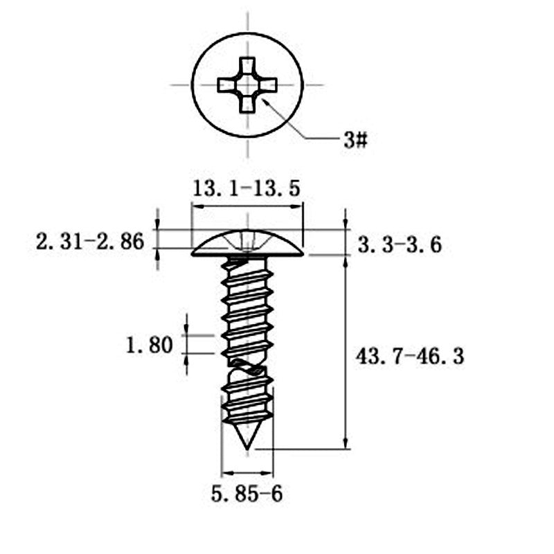 Stainless Steel Cross Big Head Self-tapping Screw Mushroom-shaped Haircut Round Head