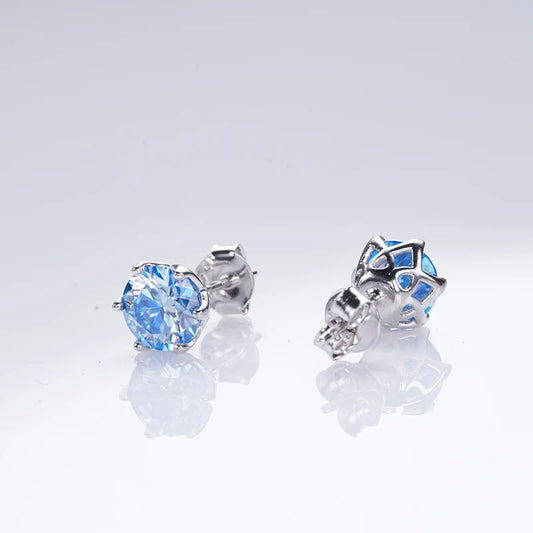 1ct-4ct D Color VVS1 3EX Round Moissanite Stud Earrings Platinum Plated 925