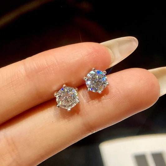1ct D Color Moissanite Stud Earrings 925 Sterling Silver Gold Plated Wedding