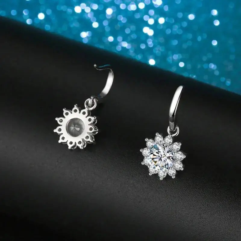 1CT Moissanite Drop Earrings 925 Sterling Silver Colorful Green Blue Pink