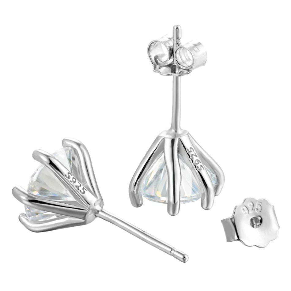 1ct Moissanite Stud Earrings For Women GRA Certified 18K White Gold Plated