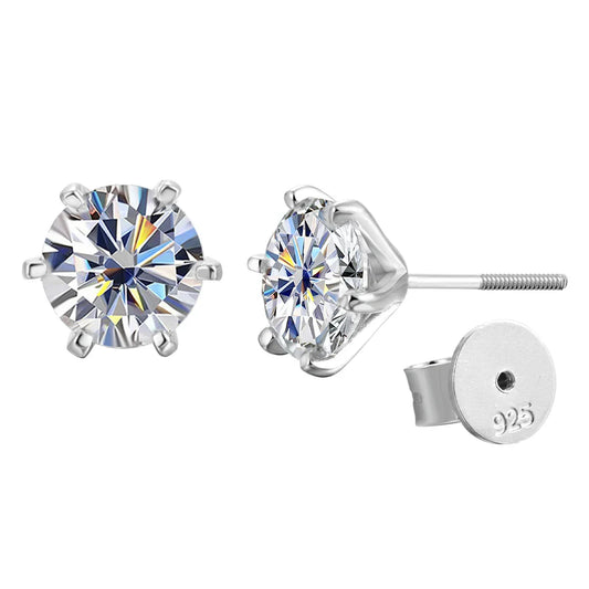 1ct Moissanite Stud Earrings For Women GRA Certified 18K White Gold Plated