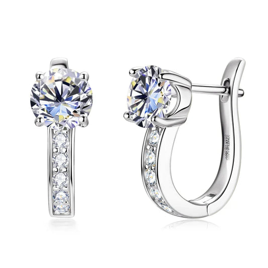 1ct Moissanite U-Shape Hoop Earrings 925 Sterling Silver D VVS1 Women Gift