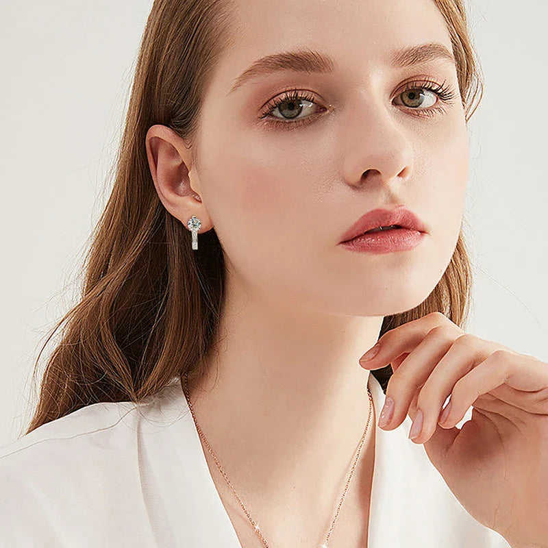1ct Moissanite U-Shape Hoop Earrings 925 Sterling Silver D VVS1 Women Gift