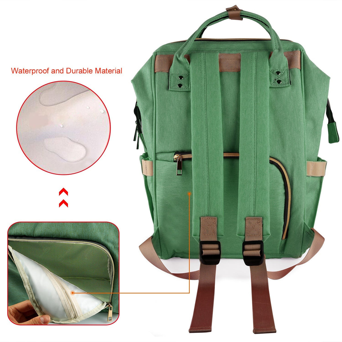 Mummy Diaper Bag Backpack Water-Resistant Large Capacity Travel Nappy Backpack Baby Nursing Handbag for Mom Dad Baby Care