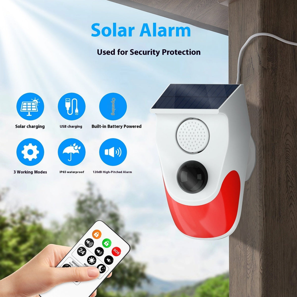Solar Infrared Alarm Animal Drive Warning Indicator