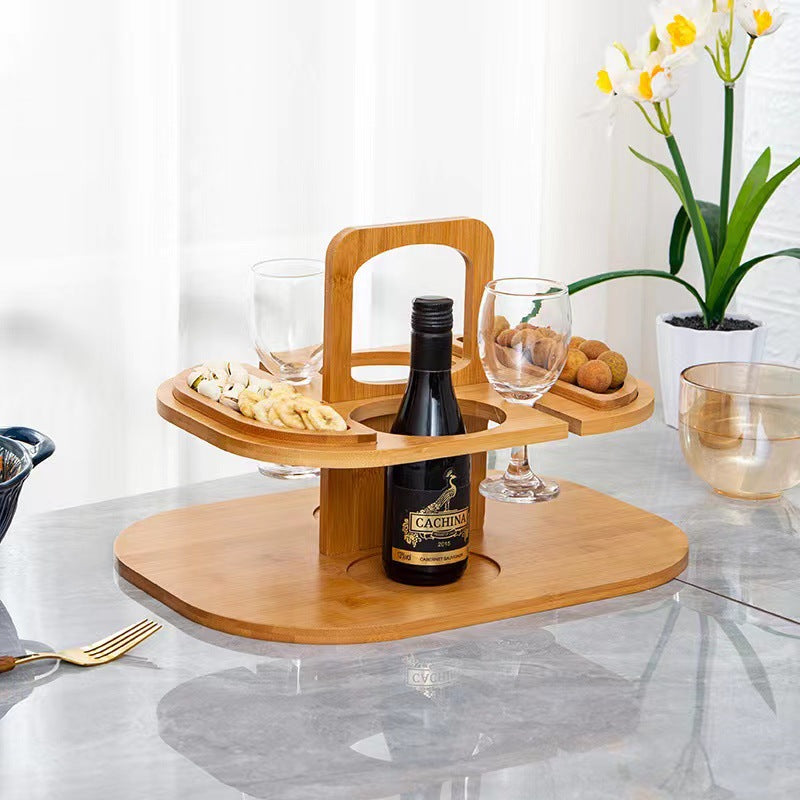 Botellero de madera Botellero portátil Soporte extraíble para copas de vino
