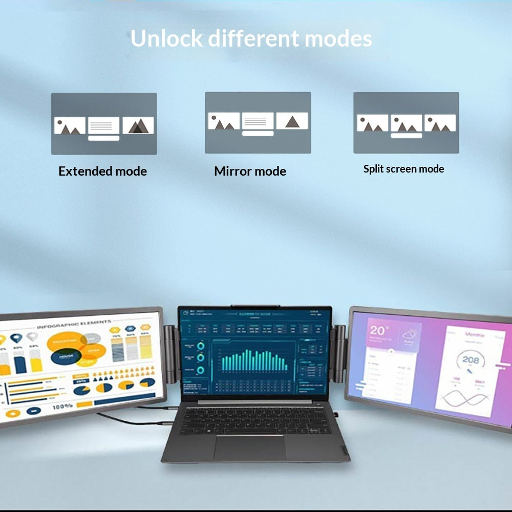 14-inch Dual-Screen Portable Monitor For Laptop External Display Extension