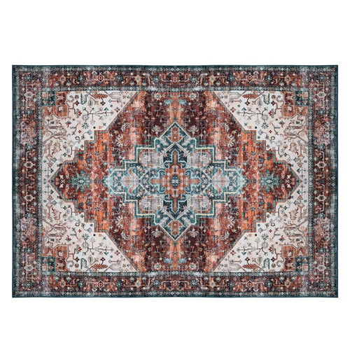Vintage Boho 8x10 Rug – Washable, Non-Slip & Waterproof