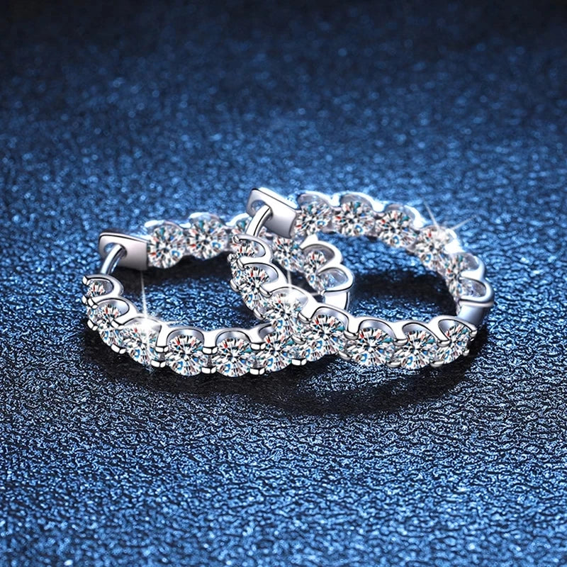 2.6ct D Color Moissanite Hoop Earrings 925 Sterling Silver 18k Gold Plated