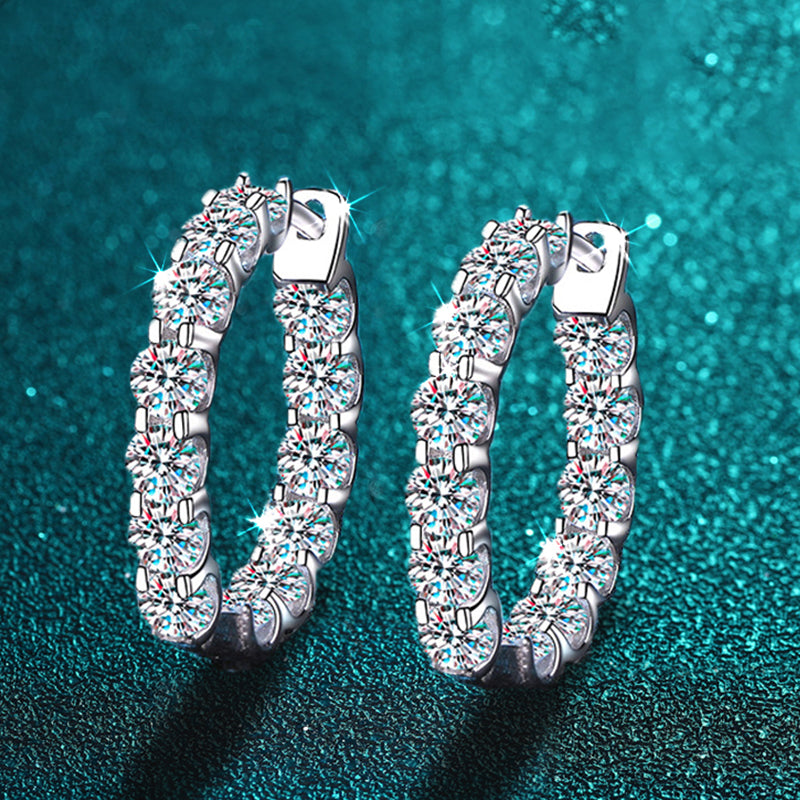 2.6ct D Color Moissanite Hoop Earrings 925 Sterling Silver 18k Gold Plated