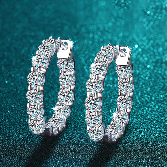 2.6ct D Color Moissanite Hoop Earrings 925 Sterling Silver 18k Gold Plated