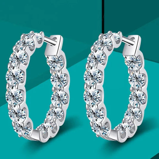 2.6ct D Moissanite Hoop Earrings Wedding 925 Sterling Silver White Gold Plated