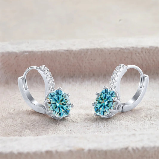 2 Carat Moissanite Drop Earrings Sterling Silver Solitaire Studs For Women