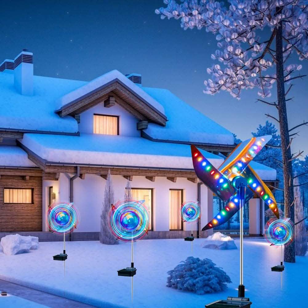 Paquete de 2: Lámpara de molino de viento de jardín con luz solar exterior de 32 LED, impermeable
