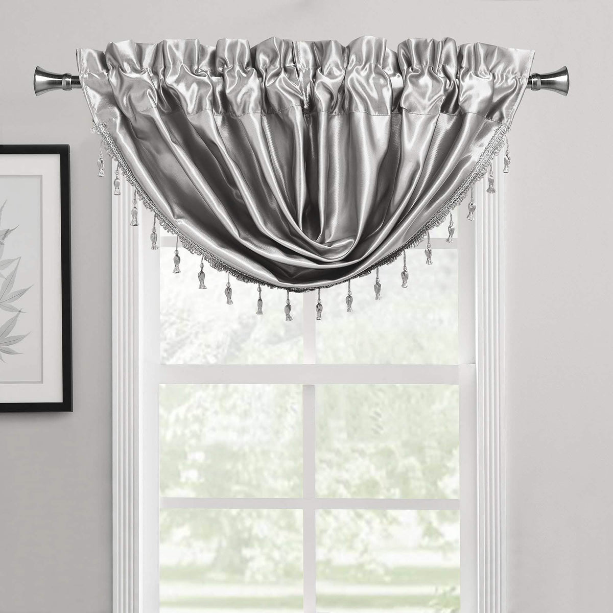 2-Pack: Luxury Waterfall Austrian Beads Trimmed Window Valances