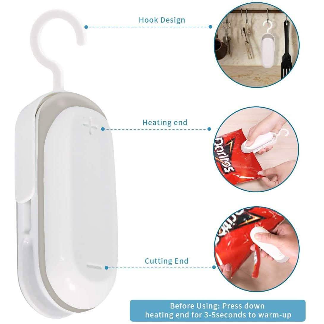 Paquete de 2: sellador de bolsas mini Mempedont, sellador térmico para bolsas de plástico