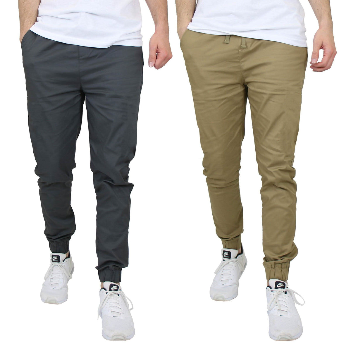 2-Pack: Mens Lightweight Cotton Stretch Jogger Pants