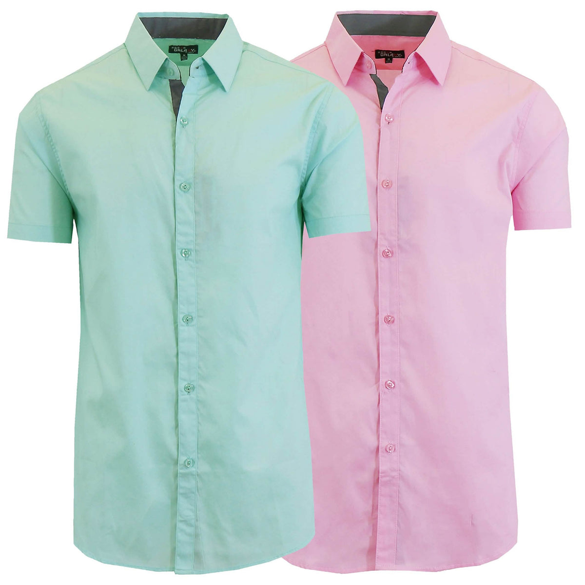 2-Pack: Men's Slim Fit Short Sleeve Dress Shirts