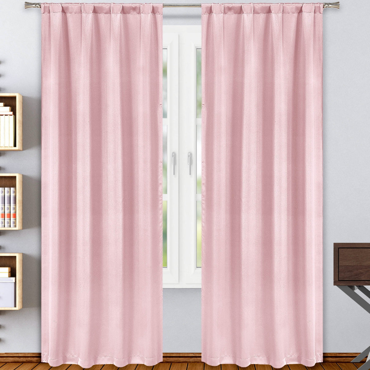 2-Pack: Solid Blackout Pole Top Window Curtain Panel