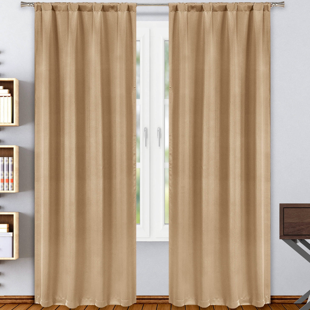 2-Pack: Solid Blackout Pole Top Window Curtain Panel