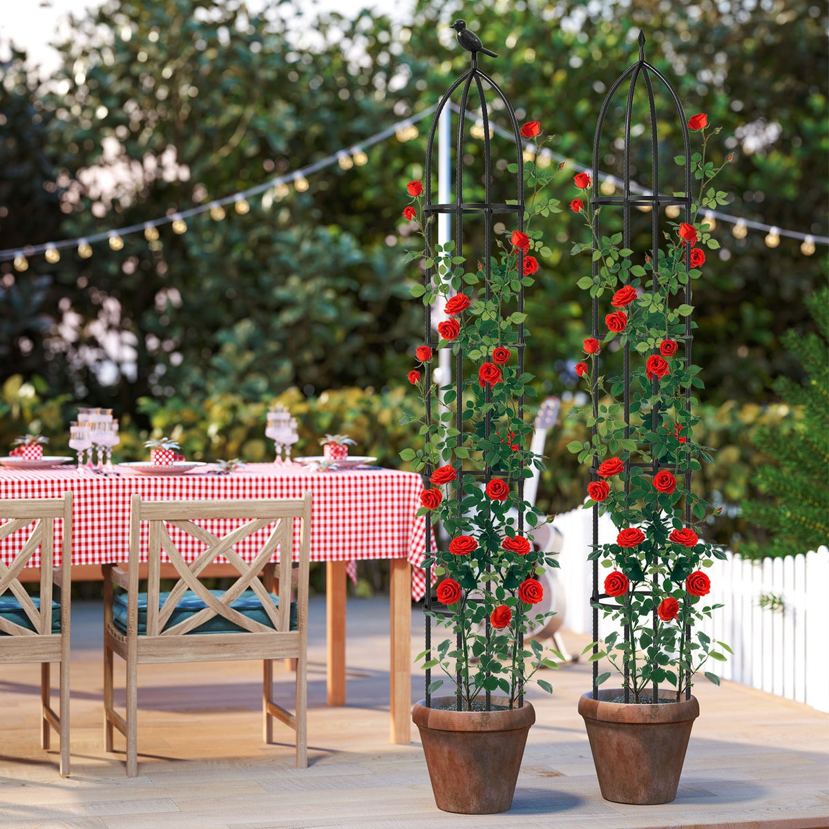 2-Pack Garden Obelisk Trellis for Climbing Plants-Black