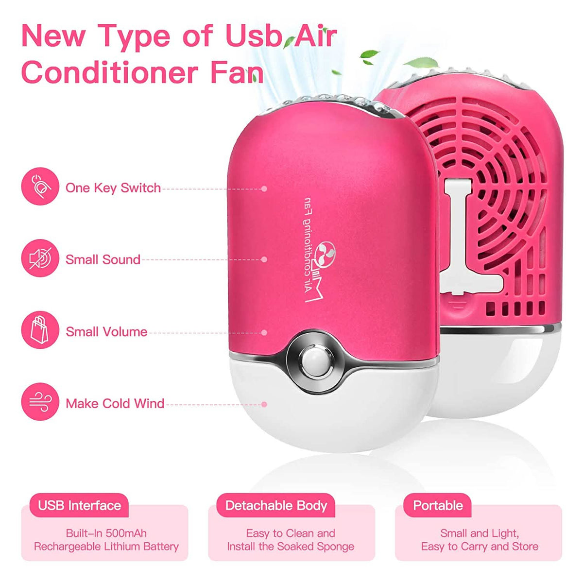 2-Piece: Rechargeable Handheld Mini Eyelash Fan