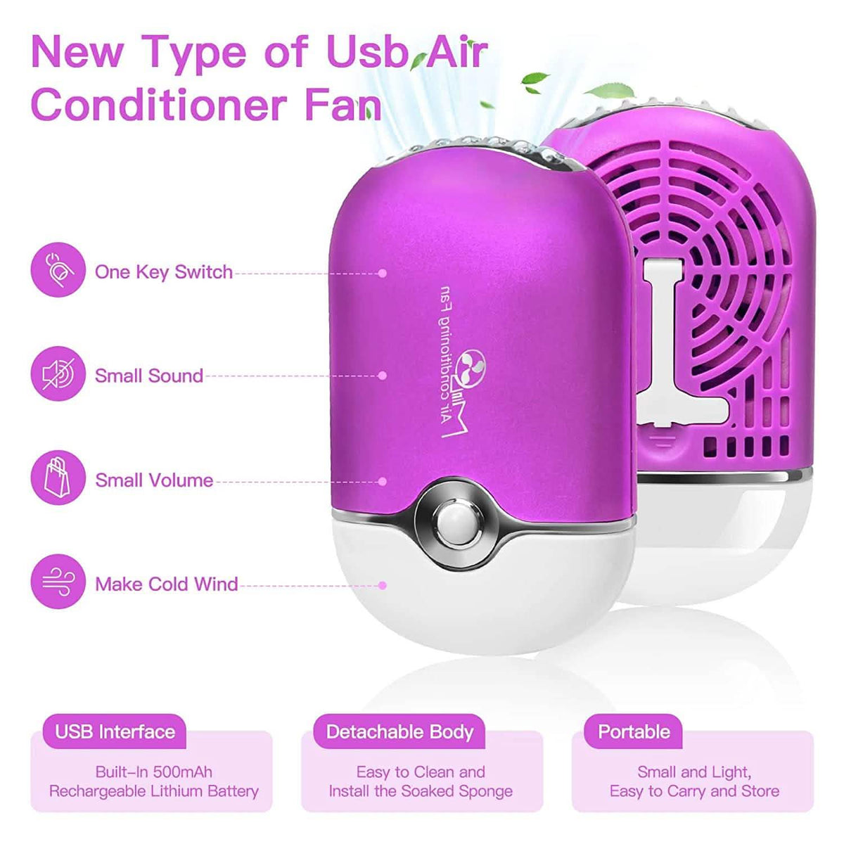 2-Piece: Rechargeable Handheld Mini Eyelash Fan