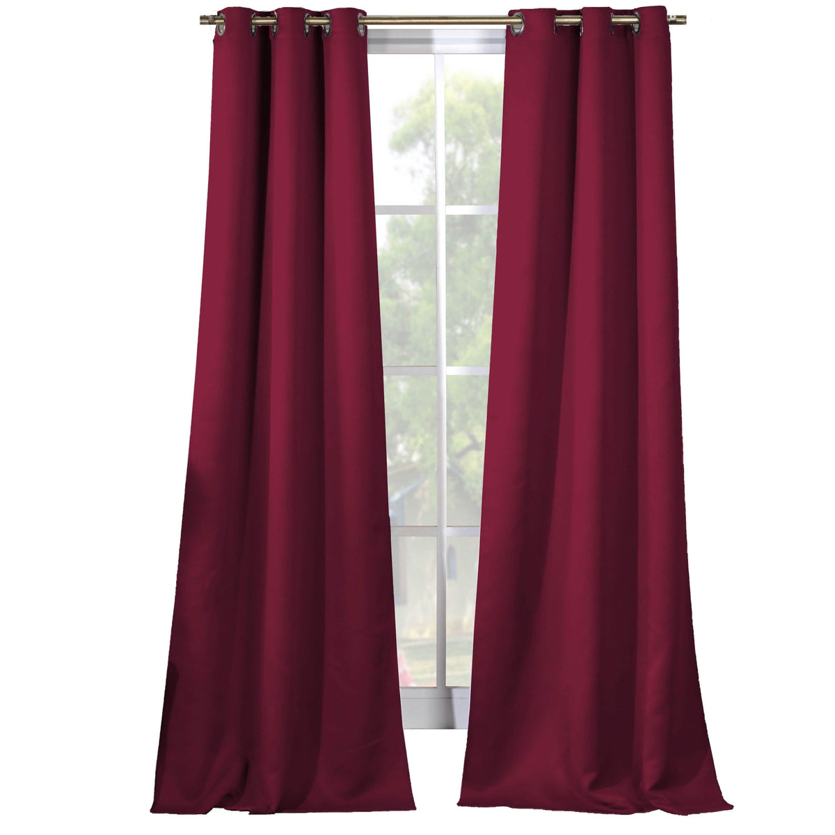 2-Piece Set: Solid Blackout Thermal Grommet Window Curtain Pair Panel