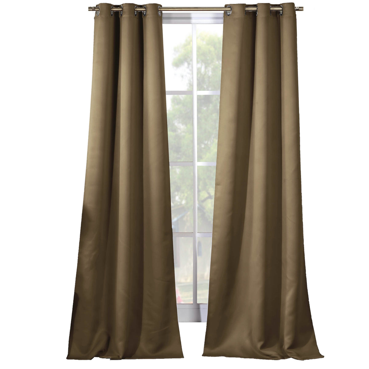 2-Piece Set: Solid Blackout Thermal Grommet Window Curtain Pair Panel