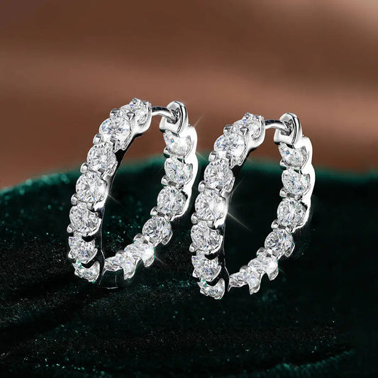 2.6Ct D Color Moissanite 925 Sterling Silver White Gold Plated Hoop Earrings For Women Wedding