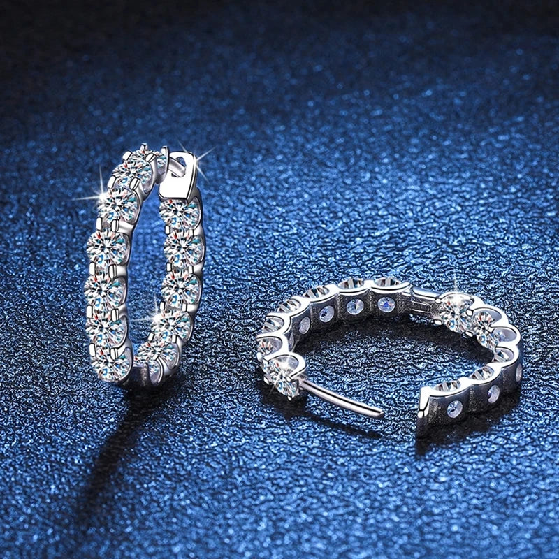 2.6ct D Color Moissanite Hoop Earrings 925 Sterling Silver 18k Gold Plated