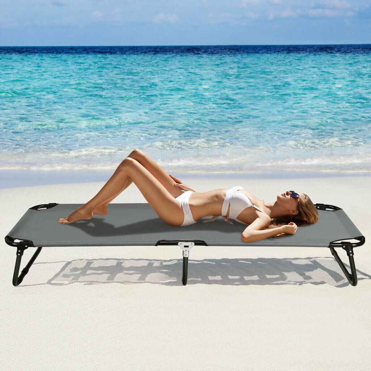 Cama plegable para camping al aire libre para dormir, senderismo, viajes - Negro