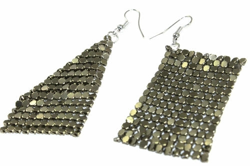 Shimmer Mesh Drop Earrings 2.5 Inch Lightweight For Women