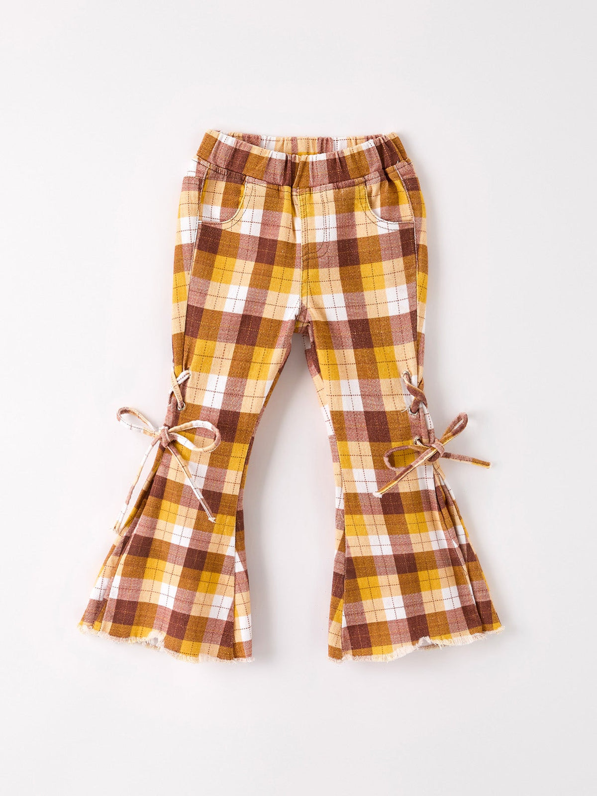 Fall Thanksgiving Brown Plaid Bow Trousers