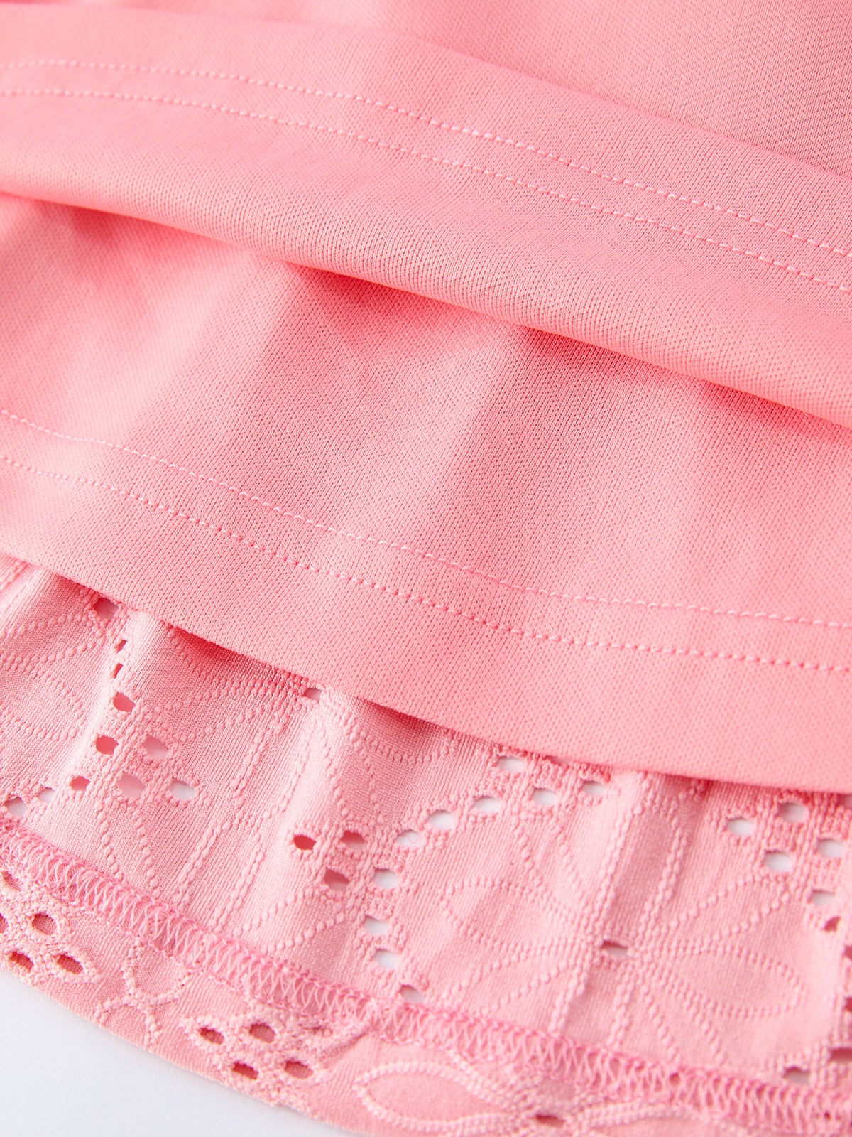Pink Eyelet Embroidered Girl Short Sleeve Dress
