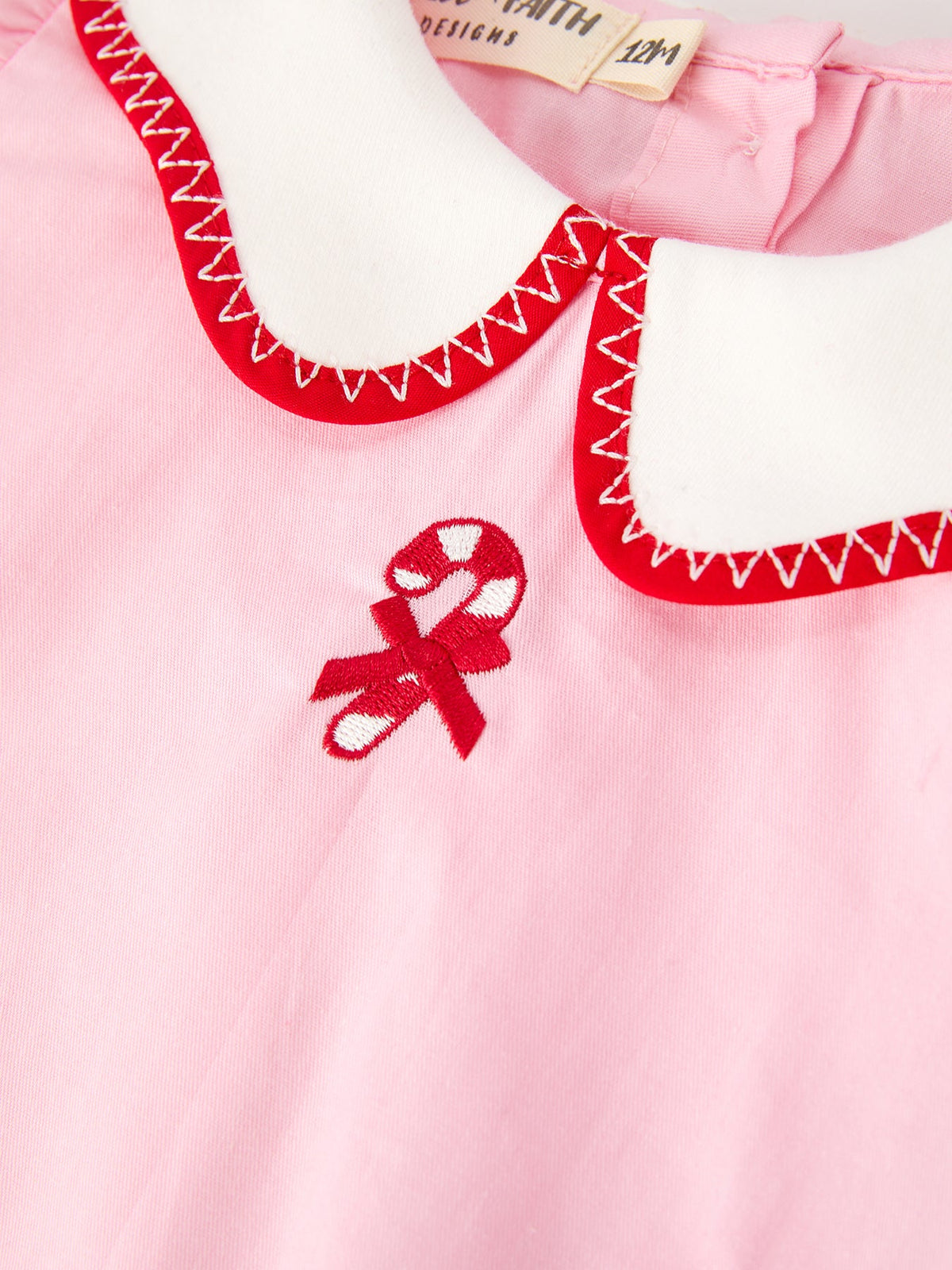 Christmas Girls Candy Cane Embroidered Top & Red Bloomer Set