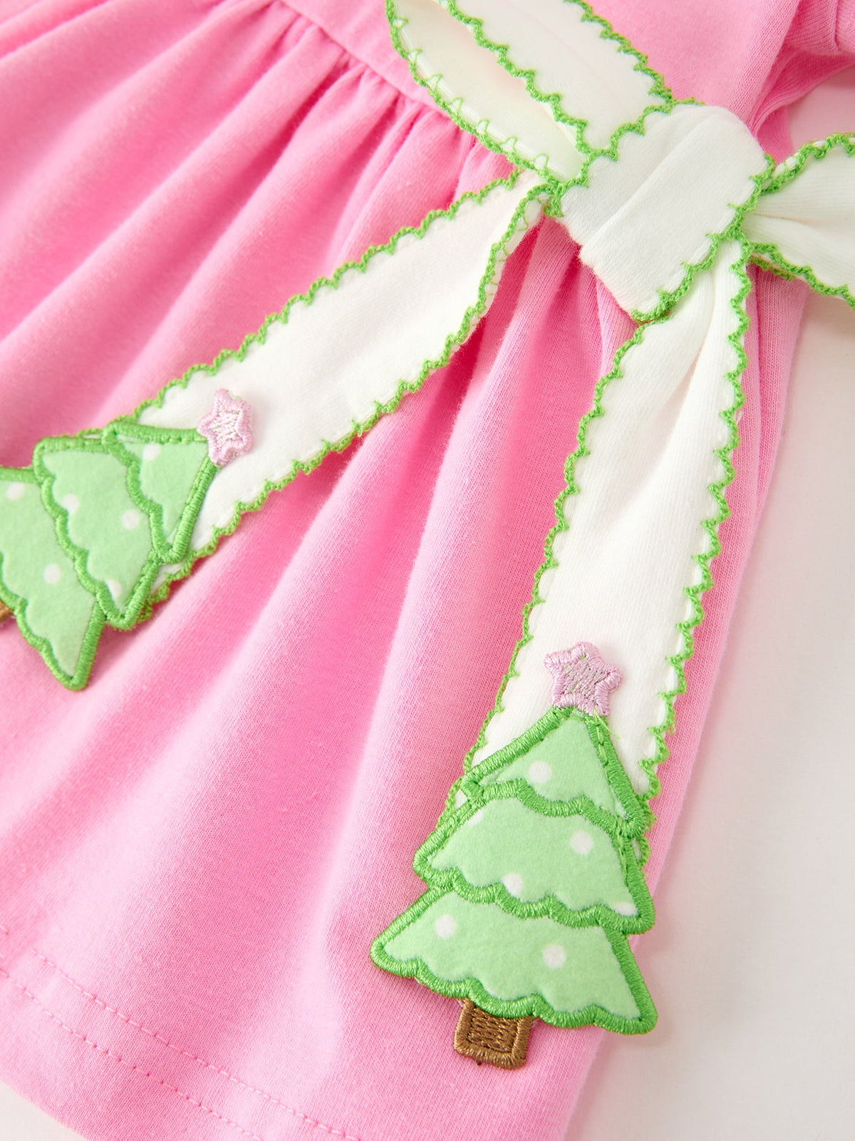 Baby Girls Christmas Pink Bow Christmas Tree Top & Bloomer Set