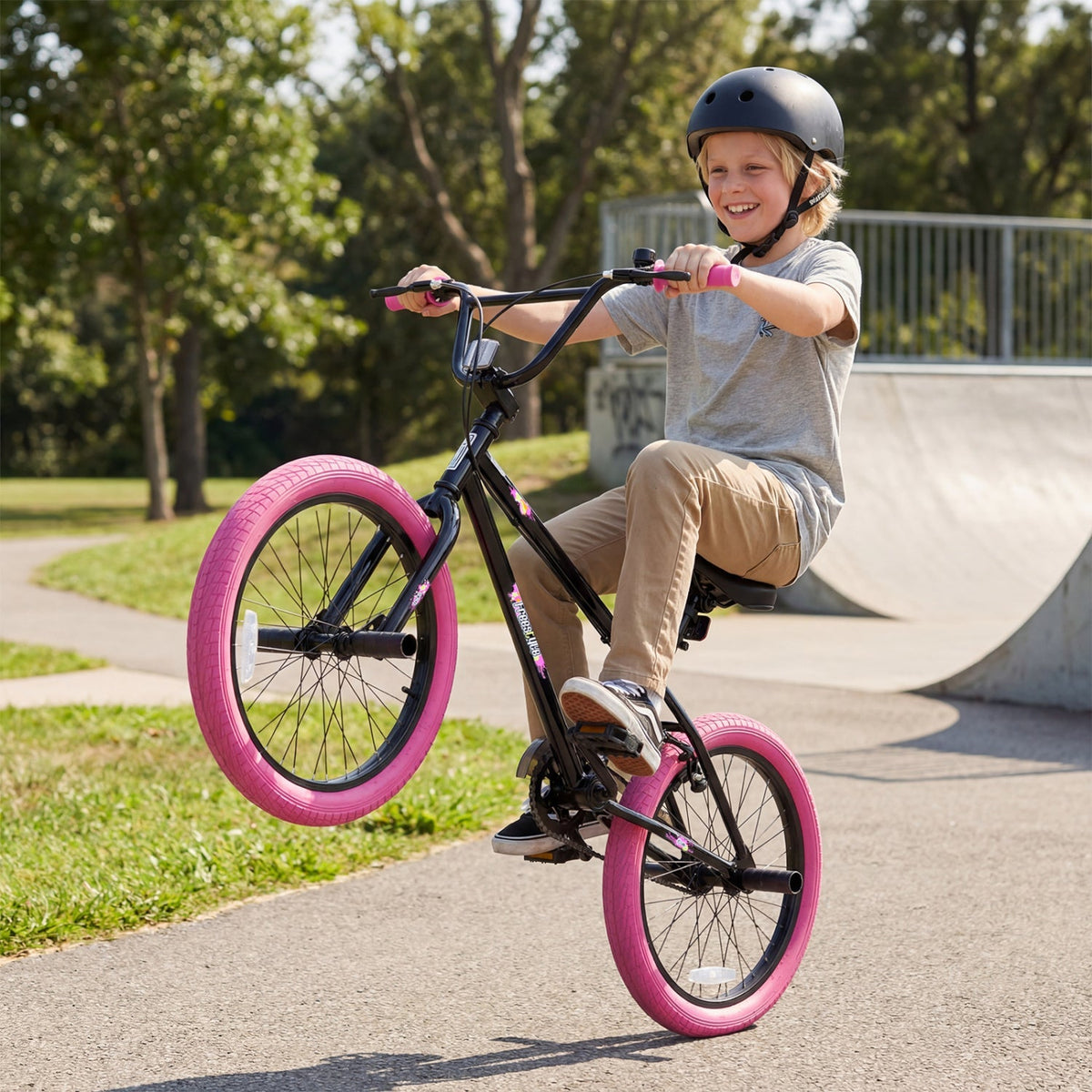 20" Trick Bicycle with 360 Degree Steering and Adjustable Seat for Kids and Teens