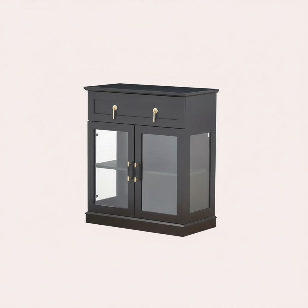 Armario moderno con puertas de cristal – 3 estilos | Estantes ajustables | Alacena de almacenaje compacta