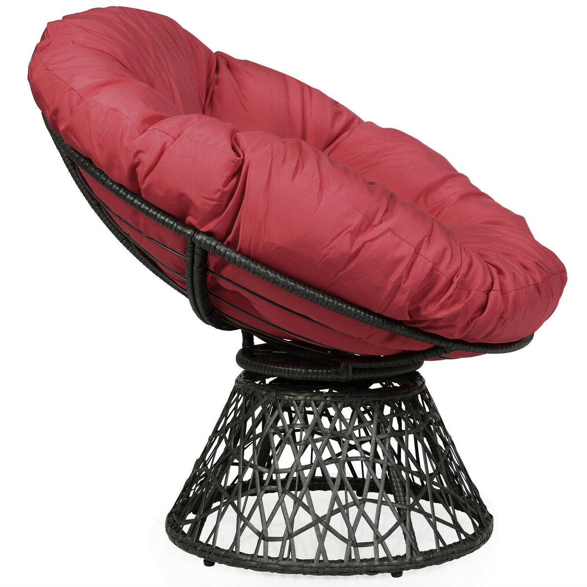 Rattan Papasan Chair Ergonomic 360-degree Swivel Soft Cushion Garden