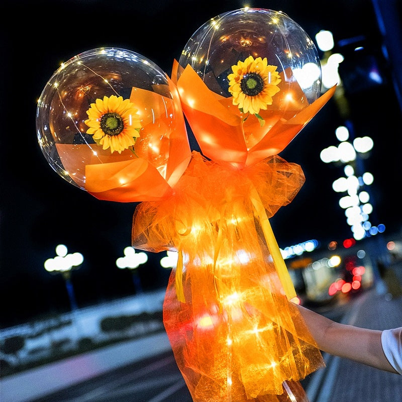 Ramo de Rosas de Globos Luminosos LED Rosa Bola Bobo Transparente