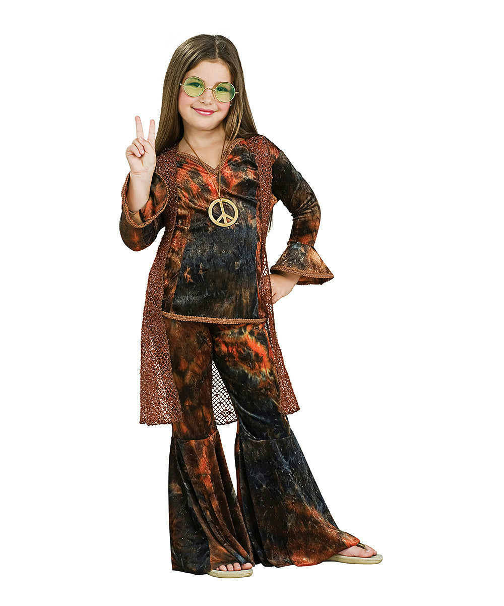 Feeling Groovy Child's Brown Woodstock Diva Costume Size Small 4-6