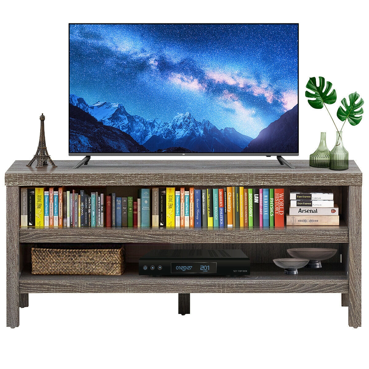 3-Tier TV Stand Console Cabinet for TV's up to 45 Inch with Storage Shelves