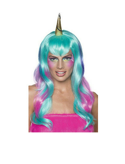 Women's Pink Purple and Pastel Blue Unicorn Fairy Wig